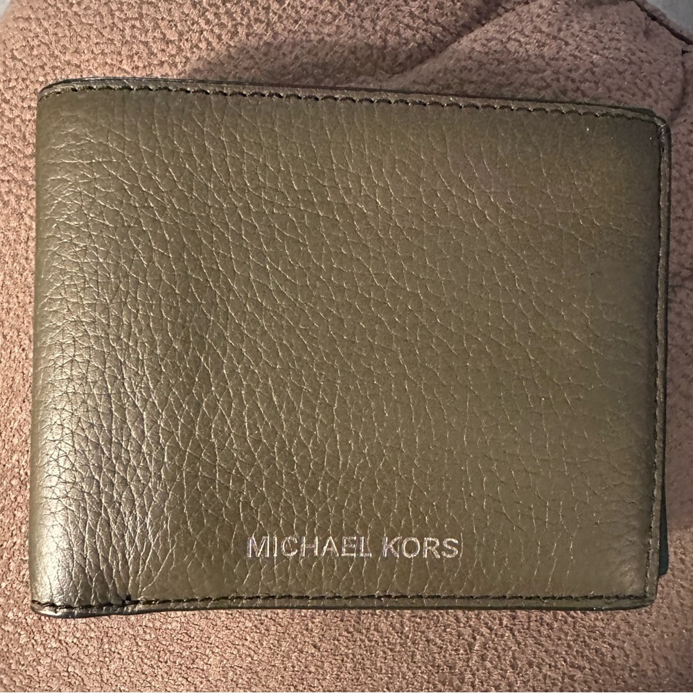 Men’s Olive/Army Green Leather Michael Kors Bifold Wallet